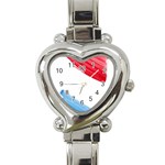 Tricolor banner watercolor painting, red blue white Heart Italian Charm Watch Front