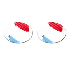 Tricolor Banner Watercolor Painting, Red Blue White Cufflinks (oval)