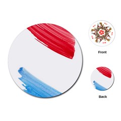 Tricolor Banner Watercolor Painting, Red Blue White Playing Cards (round) 