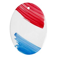 Tricolor Banner Watercolor Painting, Red Blue White Oval Ornament (two Sides) by picsaspassion