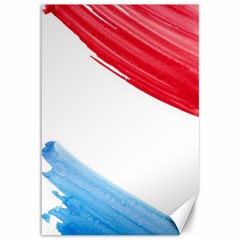 Tricolor Banner Watercolor Painting, Red Blue White Canvas 12  X 18  