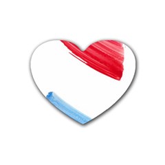 Tricolor Banner Watercolor Painting, Red Blue White Heart Coaster (4 Pack) 