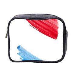 Tricolor Banner Watercolor Painting, Red Blue White Mini Toiletries Bag 2-side