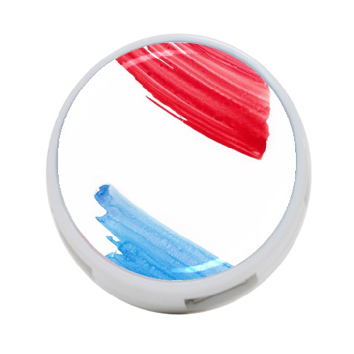 Tricolor banner watercolor painting, red blue white 4-Port USB Hub (Two Sides) 