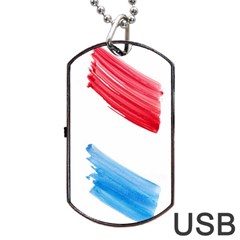 Tricolor Banner Watercolor Painting, Red Blue White Dog Tag Usb Flash (one Side) by picsaspassion