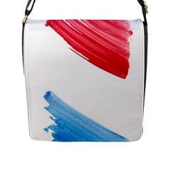 Tricolor Banner Watercolor Painting, Red Blue White Flap Messenger Bag (l) 