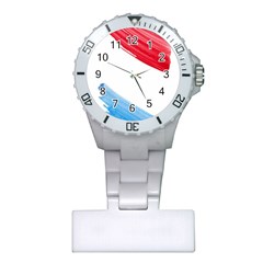 Tricolor Banner Watercolor Painting, Red Blue White Plastic Nurses Watch