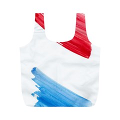 Tricolor Banner Watercolor Painting, Red Blue White Full Print Recycle Bags (m) 