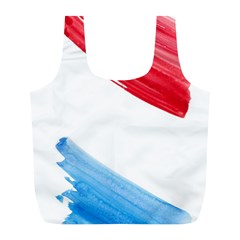 Tricolor Banner Watercolor Painting, Red Blue White Full Print Recycle Bags (l) 