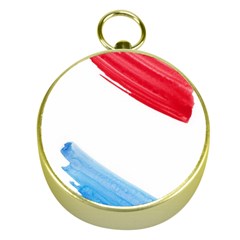 Tricolor Banner Watercolor Painting, Red Blue White Gold Compasses