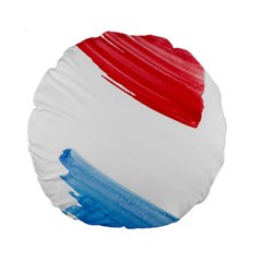 Tricolor Banner Watercolor Painting, Red Blue White Standard 15  Premium Flano Round Cushions by picsaspassion