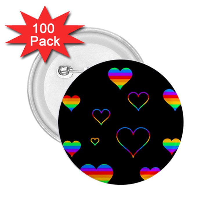 Rainbow harts 2.25  Buttons (100 pack) 