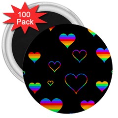 Rainbow Harts 3  Magnets (100 Pack)