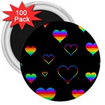 Rainbow harts 3  Magnets (100 pack) Front