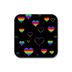 Rainbow Harts Rubber Coaster (square)  by Valentinaart