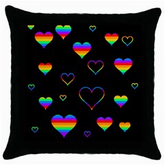 Rainbow Harts Throw Pillow Case (black) by Valentinaart