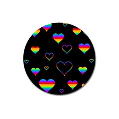 Rainbow Harts Magnet 3  (round) by Valentinaart