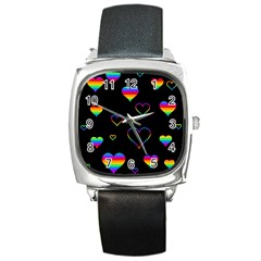 Rainbow Harts Square Metal Watch