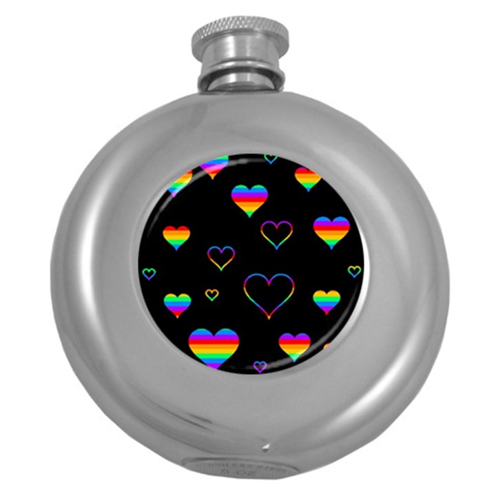 Rainbow harts Round Hip Flask (5 oz)