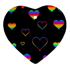 Rainbow Harts Heart Ornament (2 Sides) by Valentinaart