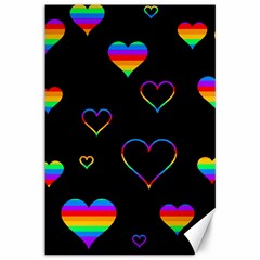 Rainbow Harts Canvas 12  X 18   by Valentinaart