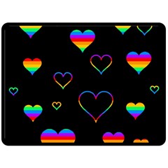 Rainbow Harts Fleece Blanket (large)  by Valentinaart