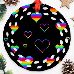 Rainbow Harts Ornament (round Filigree) 