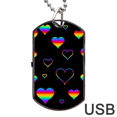 Rainbow Harts Dog Tag Usb Flash (one Side) by Valentinaart