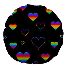 Rainbow Harts Large 18  Premium Round Cushions by Valentinaart