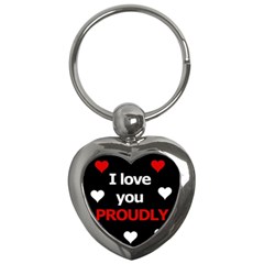 I Love You Proudly Key Chains (heart)  by Valentinaart