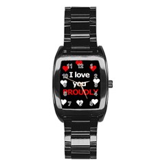 I Love You Proudly Stainless Steel Barrel Watch by Valentinaart