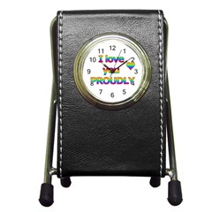 I Love You Proudly 2 Pen Holder Desk Clocks by Valentinaart