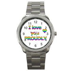 I Love You Proudly 2 Sport Metal Watch by Valentinaart