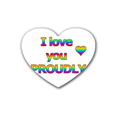 I Love You Proudly 2 Rubber Coaster (heart) 