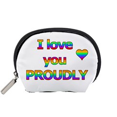 I Love You Proudly 2 Accessory Pouches (small)  by Valentinaart