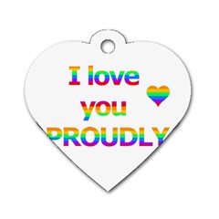 Proudly Love Dog Tag Heart (one Side)