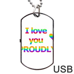 Proudly Love Dog Tag Usb Flash (one Side) by Valentinaart