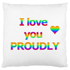 Proudly Love Large Flano Cushion Case (one Side)