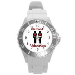 Be Mine Valentine Round Plastic Sport Watch (l) by Valentinaart