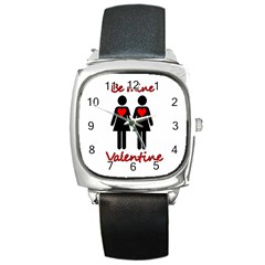 Be My Valentine 2 Square Metal Watch by Valentinaart