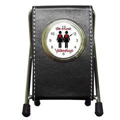 Be My Valentine 2 Pen Holder Desk Clocks by Valentinaart