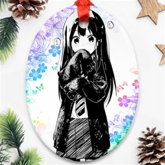 Shy Anime Girl Ornament (Oval) 