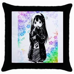 Shy Anime Girl Throw Pillow Case (Black)