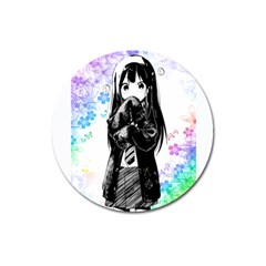 Shy Anime Girl Magnet 3  (Round)