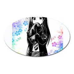 Shy Anime Girl Oval Magnet by Brittlevirginclothing