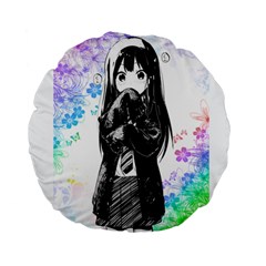 Shy Anime Girl Standard 15  Premium Flano Round Cushions by Brittlevirginclothing