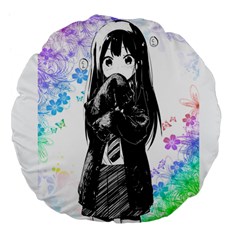 Shy Anime Girl Large 18  Premium Flano Round Cushions by Brittlevirginclothing