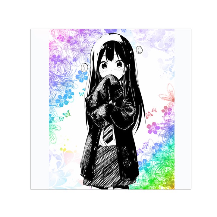 Shy Anime Girl Small Satin Scarf (Square) 