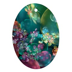 Butterflies, Bubbles, And Flowers Ornament (oval)  by WolfepawFractals