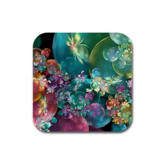 Butterflies, Bubbles, And Flowers Rubber Square Coaster (4 Pack) 